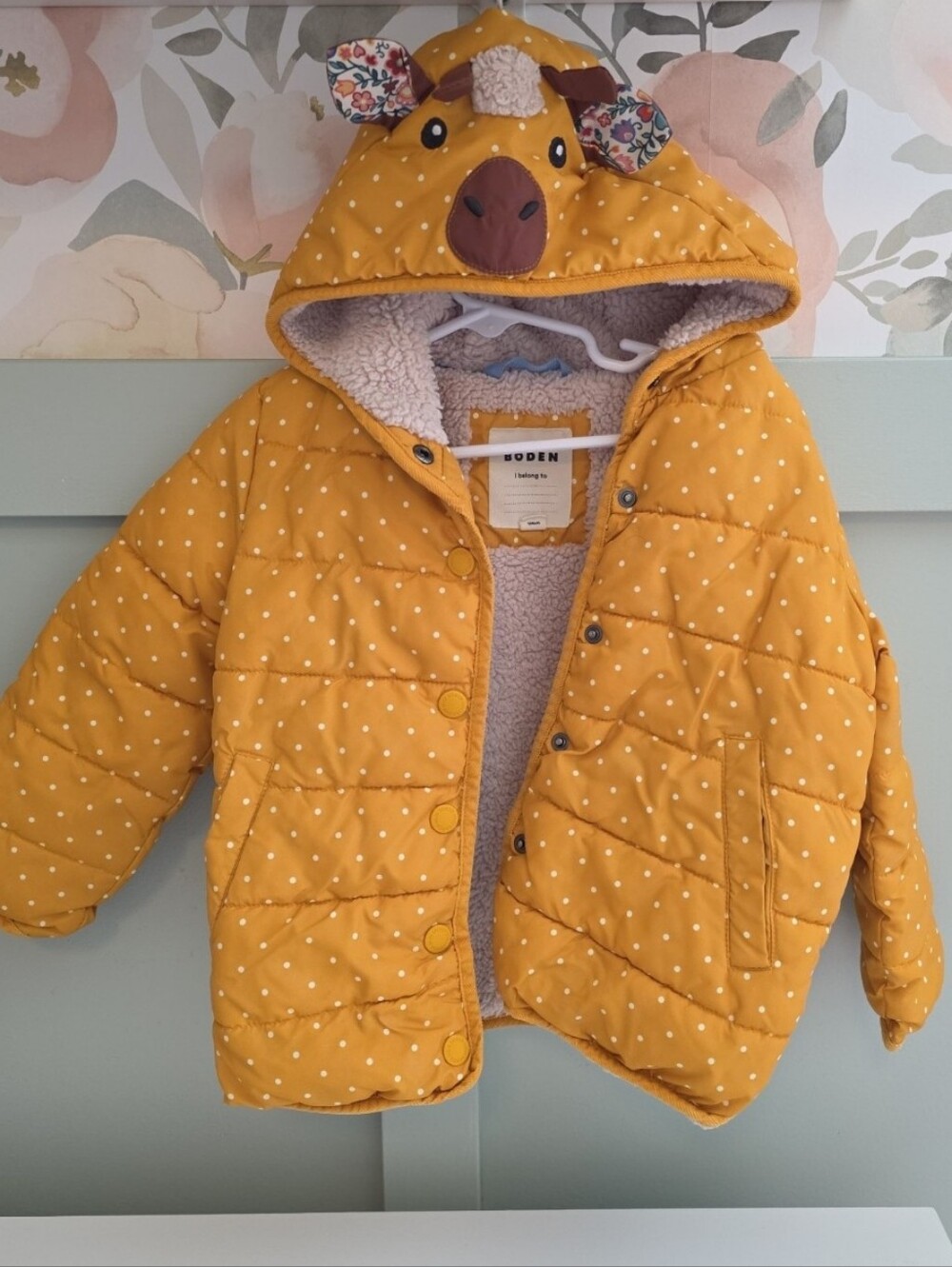 Mini boden 3/4 zoo animal giraffe jacket coat 3t 4t Polka dot
